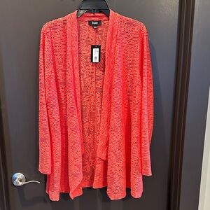 NWT Slim Factor by Investments Open Front Long Sleeve Mesh Cardigan